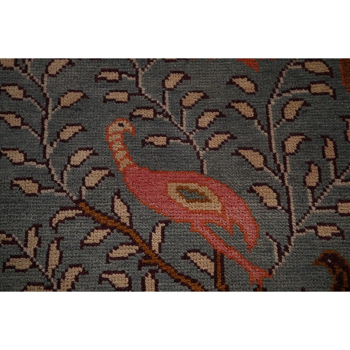Animals Design Gray Ziegler Indian Area Rug Handmade Wool Carpet - 7'9"x 9'9"