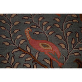 Animals Design Gray Ziegler Indian Area Rug Handmade Wool Carpet - 7'9"x 9'9"