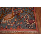 Animals Design Gray Ziegler Indian Area Rug Handmade Wool Carpet - 7'9"x 9'9"
