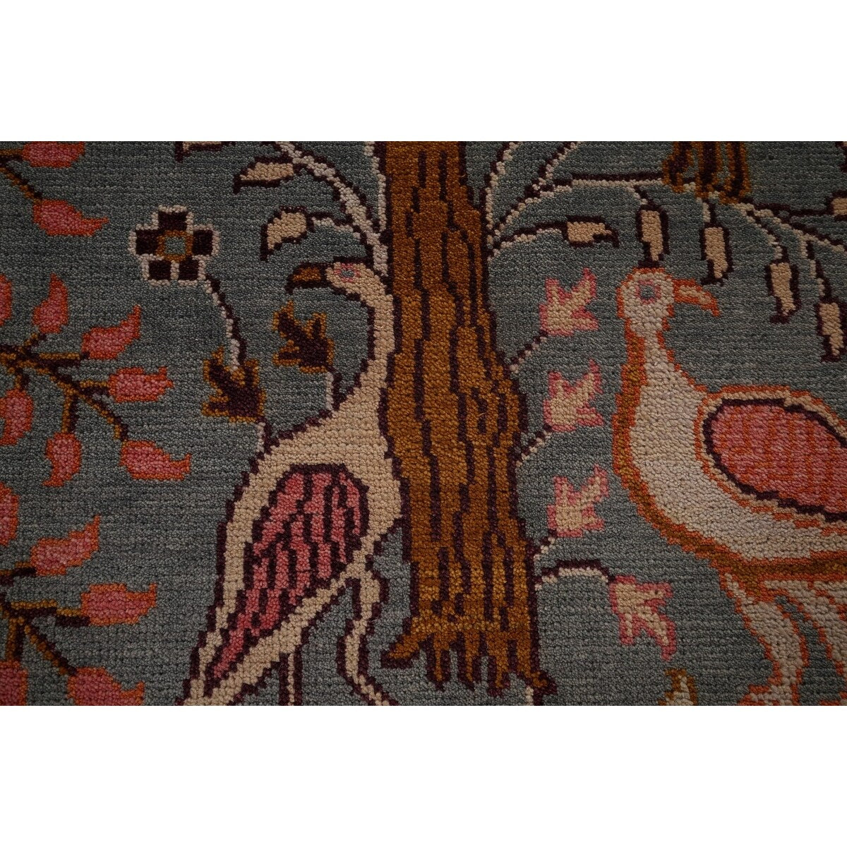 Animals Design Gray Ziegler Indian Area Rug Handmade Wool Carpet - 7'9"x 9'9"