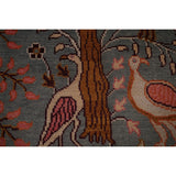 Animals Design Gray Ziegler Indian Area Rug Handmade Wool Carpet - 7'9"x 9'9"