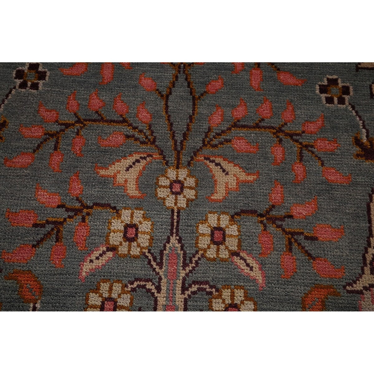 Animals Design Gray Ziegler Indian Area Rug Handmade Wool Carpet - 7'9"x 9'9"