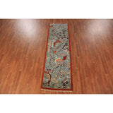 Animals Design Ziegler Indian Runner Rug Hand-Knotted Wool Carpet - 2'4"x 8'2"