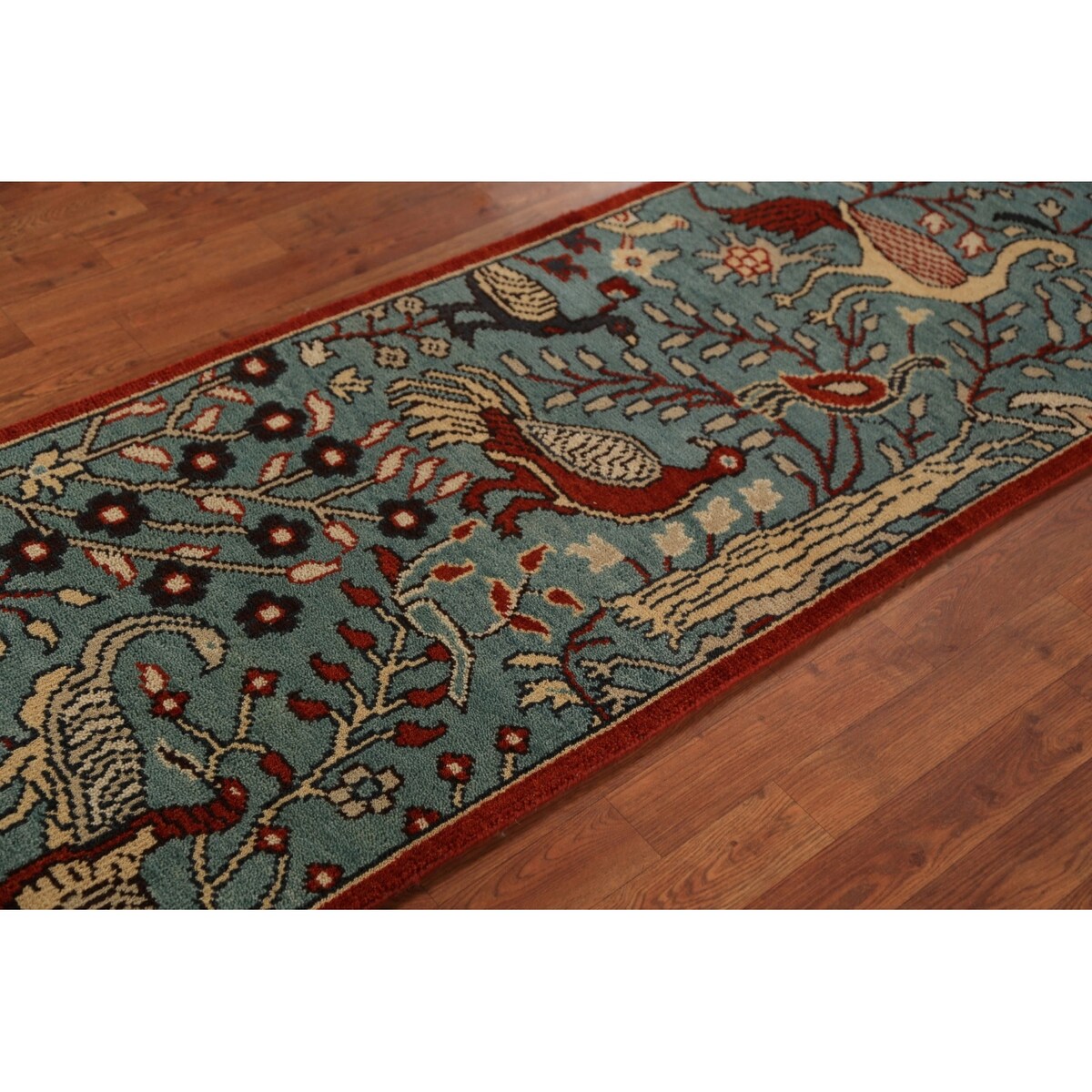 Animals Design Ziegler Indian Runner Rug Hand-Knotted Wool Carpet - 2'4"x 8'2"