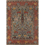 Animals Hunting Design Ziegler Area Rug Handmade Wool Carpet - 7'11" x 9'11"