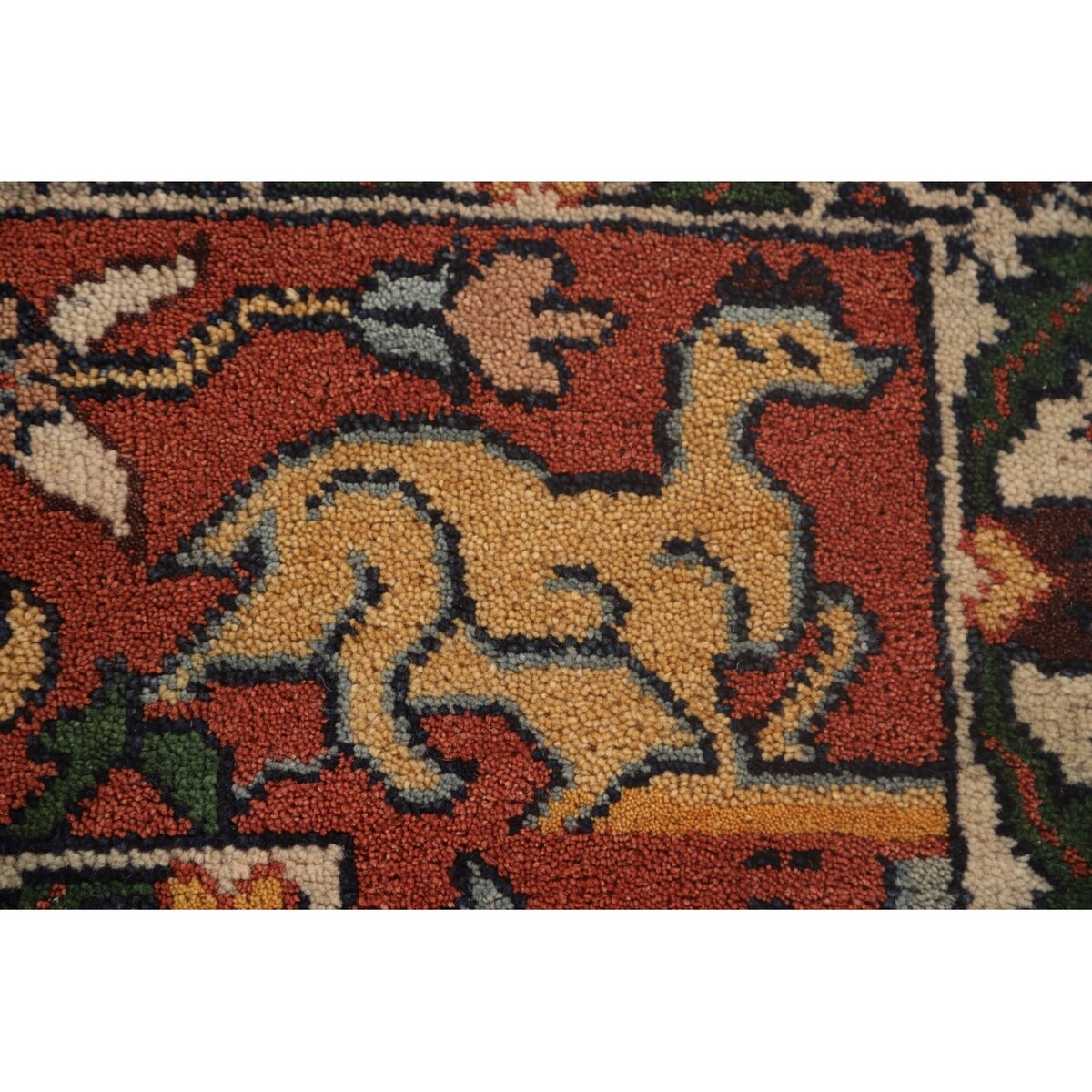 Animals Hunting Design Ziegler Area Rug Handmade Wool Carpet - 7'11" x 9'11"