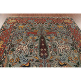 Animals Hunting Design Ziegler Area Rug Handmade Wool Carpet - 7'11" x 9'11"