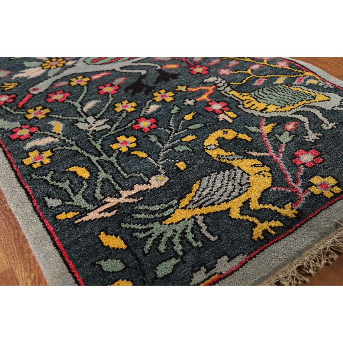 Animals Pictorial Ziegler Oriental Foyer Rug Hand-Knotted Wool Carpet - 2'11" x 5'0"