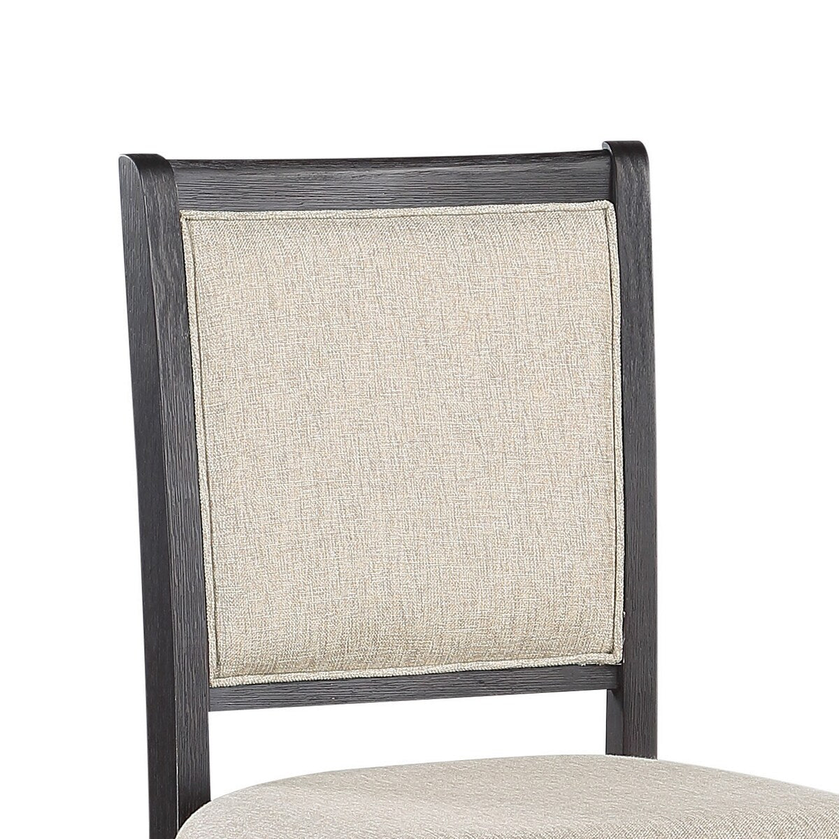 Anji 26 Inch Counter Chair, Jet Black Wood Frame, Piped Stitching, Beige