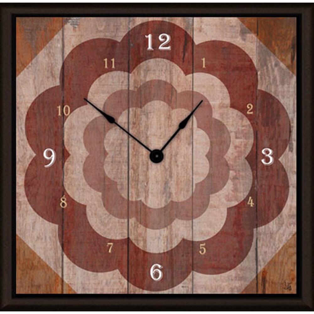 Ankan 'Floral on Wood' Framed Clock Art