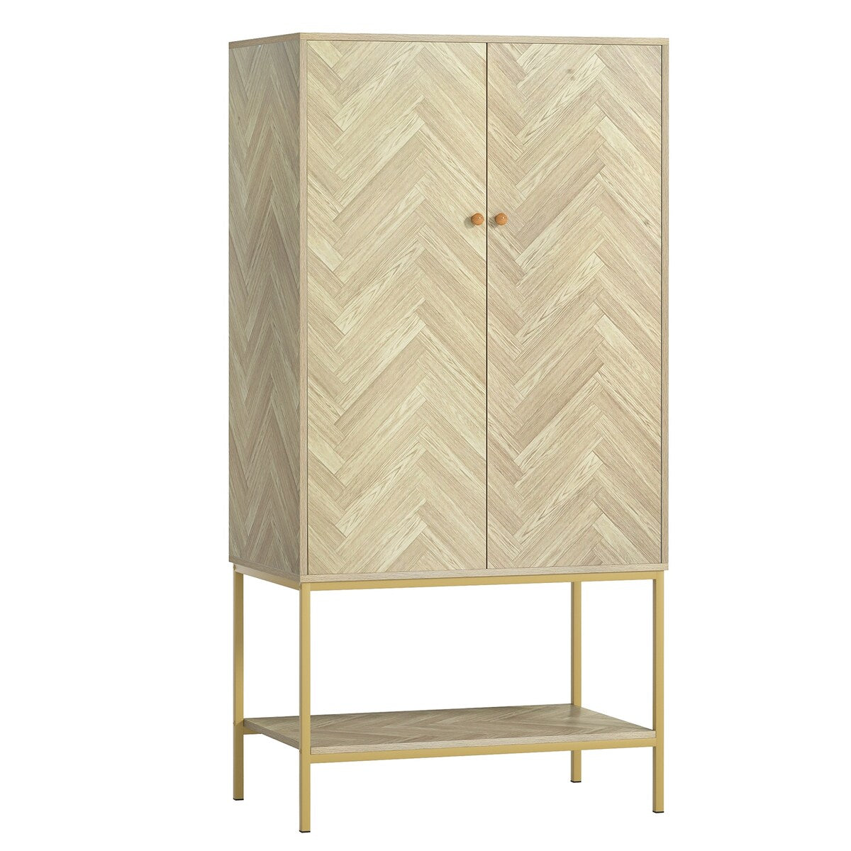 Anmytek 2 Door Wood Wardrobe Closet Bedroom Storage Armoires with Hanging Rod and Shelf