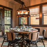 Anmytek Modern Farmhouse 5-Light Wooden Drum Chandeliers Round Metal Pendant Lights for Dining Room