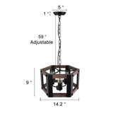 Anmytek Round Wood Farmhouse Chandelier Drum-Shape Dining Room Rustic Island Ceiling Pendant Lighting Fixture