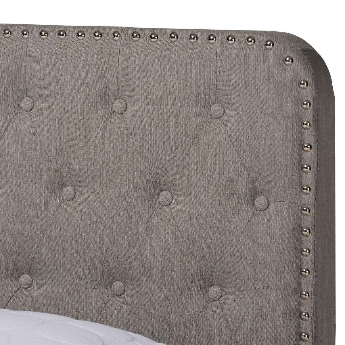 Annalisa Modern Transitional Grey Fabric Upholstered Button Tufted King Size Panel Bed
