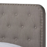 Annalisa Modern Transitional Grey Fabric Upholstered Button Tufted King Size Panel Bed