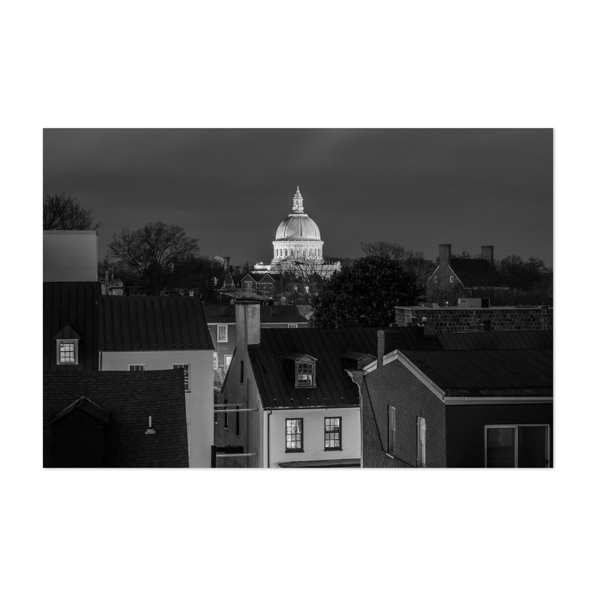 Annapolis Maryland Photography Black White Cityscape Art Print/Poster