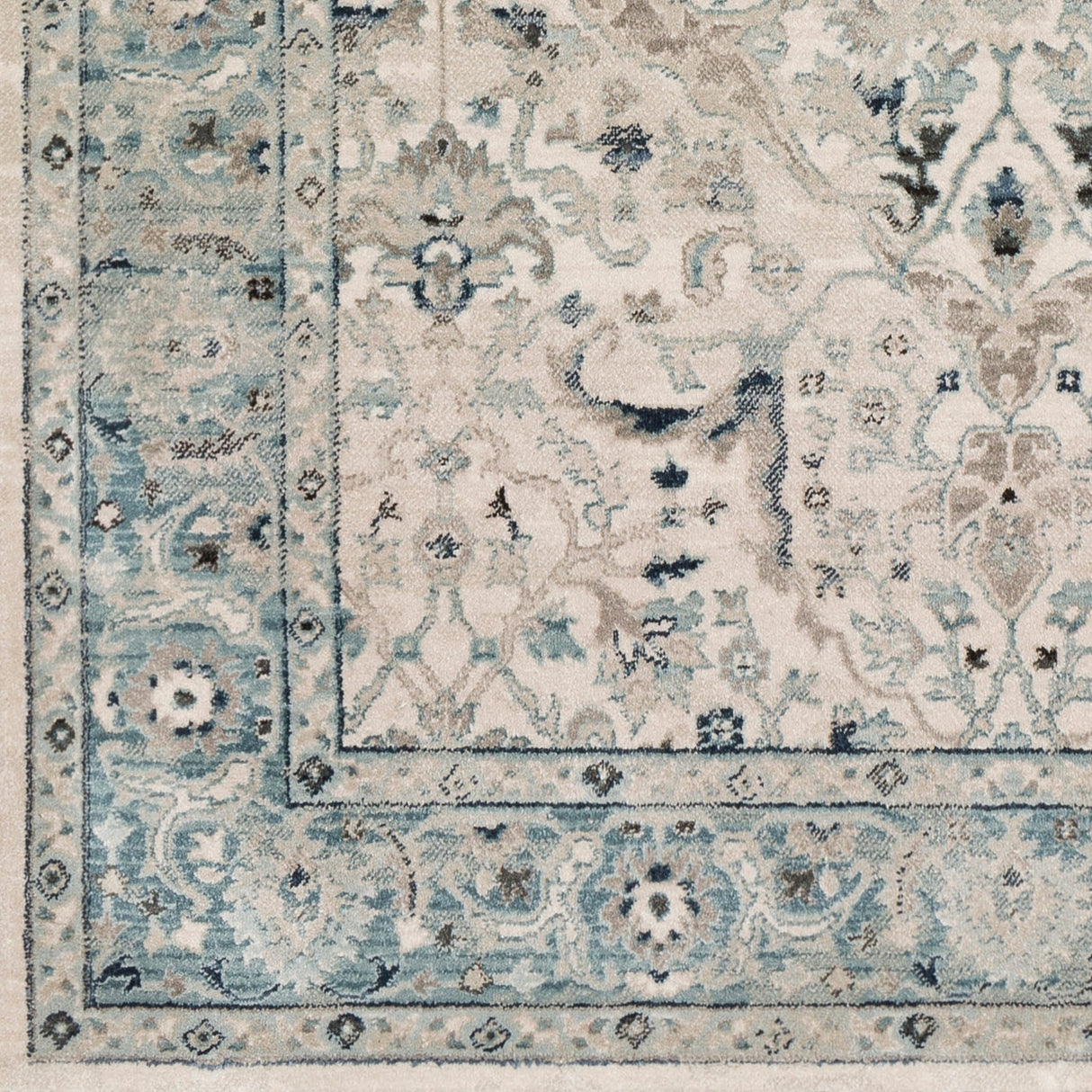 Annelie Teal & Grey Updated Traditional Area Rug - 2' x 3'