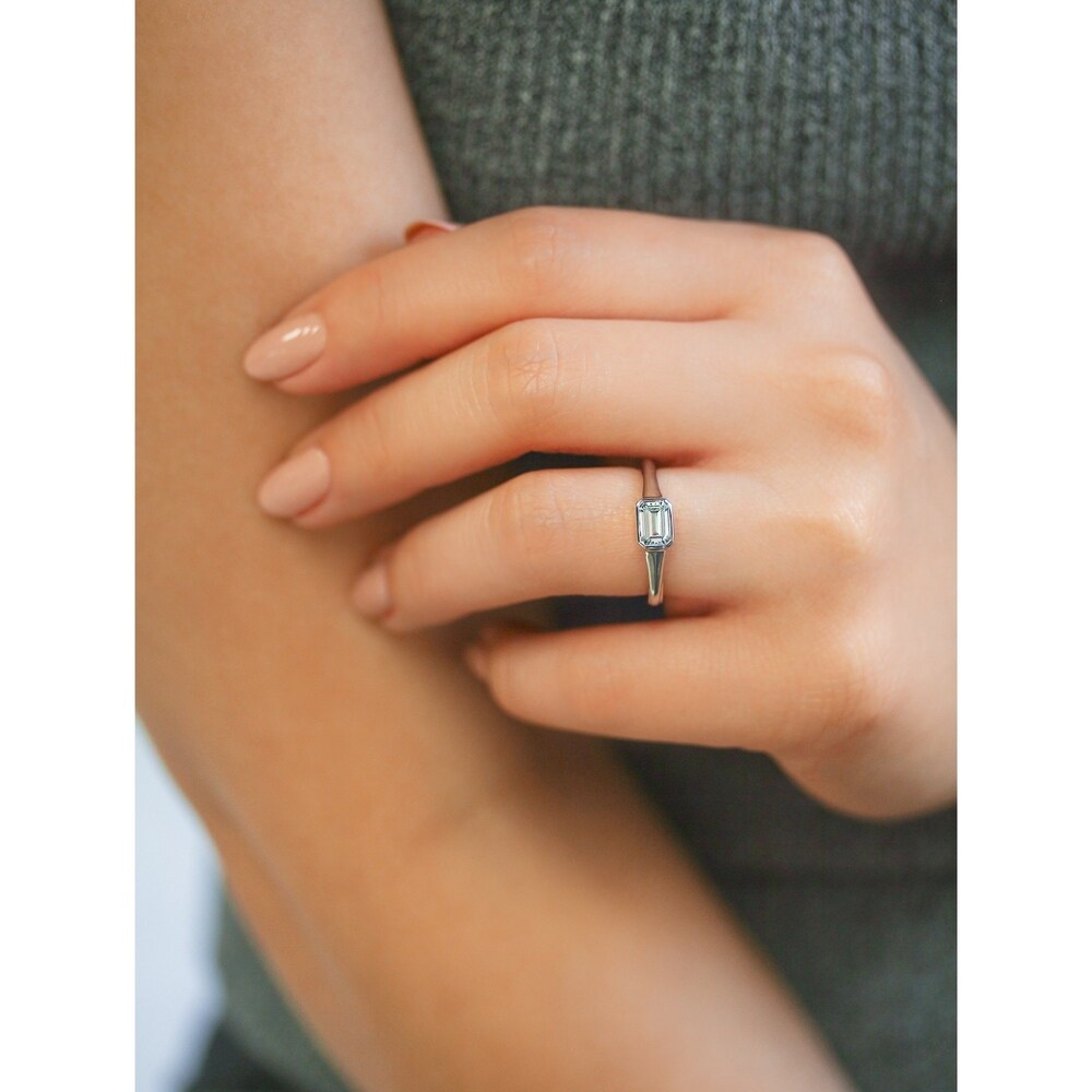 Annello by Kobelli 0.5 Carat Emerald Moissanite Solitaire Engagement Ring in 14k Gold (GH/VS)