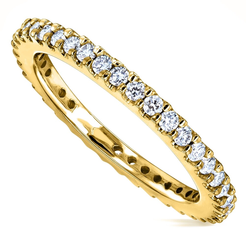 Annello by Kobelli 14k Gold 1/2ct TDW Round Diamond Prong Eternity Women's Wedding Band