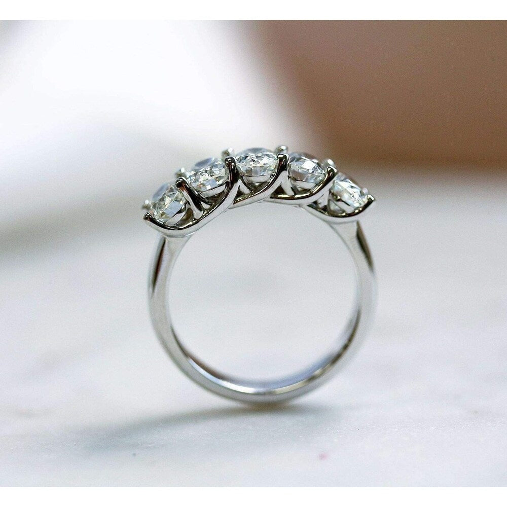 Kobelli 2.50 Carat Moissanite 14k Solid Gold Women's Five Stone Trellis X-Prong Oval Elena Wedding Band