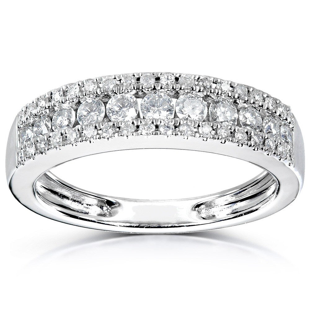 Kobelli 0.5 Carats Natural Diamond 14k White Gold Multi-row Ring