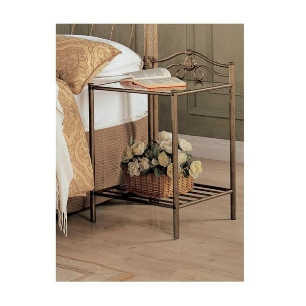 Annie Antique Brushed Gold Metal Nightstand