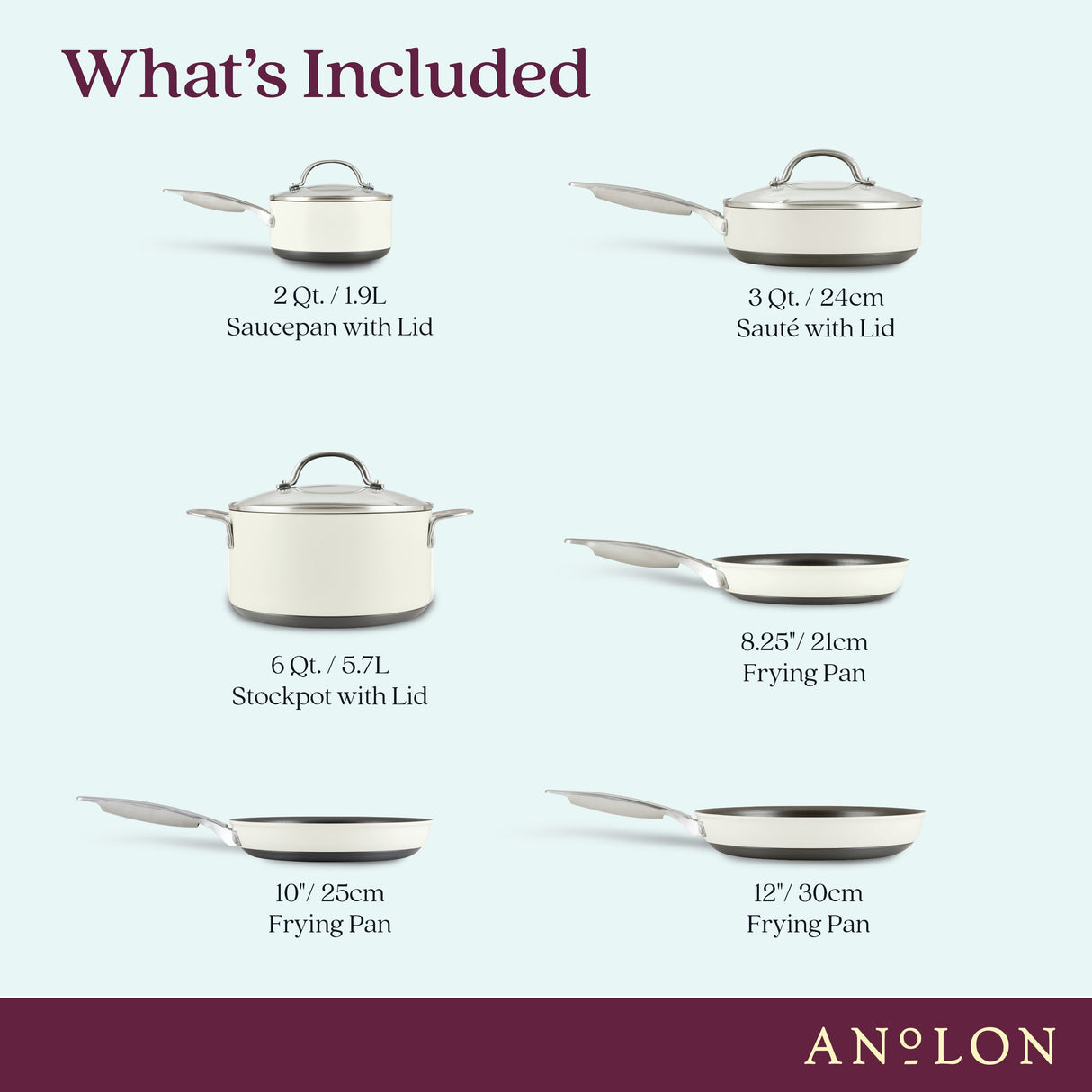 Anolon Achieve Hard Anodized Nonstick Cookware Pots and Pans Set, 9-Piece