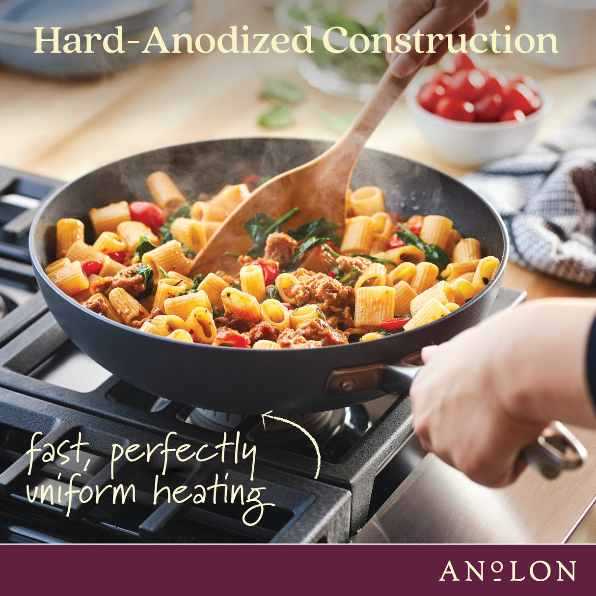 Anolon Advanced Hard Anodized Nonstick Ultimate Pan with Lid, 12-Inch, Gray