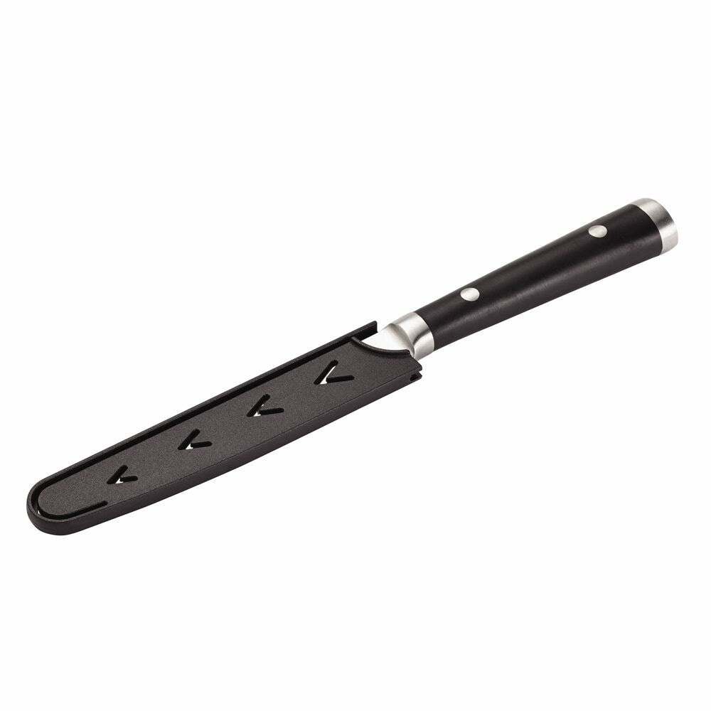 Anolon Cutlery 5-inch Black Japanese Stainless Steel Serrated Utility Knife with Sheath