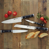 Anolon Cutlery 7-Inch Japanese Stainless Steel Santoku Knife with Sheath, Black