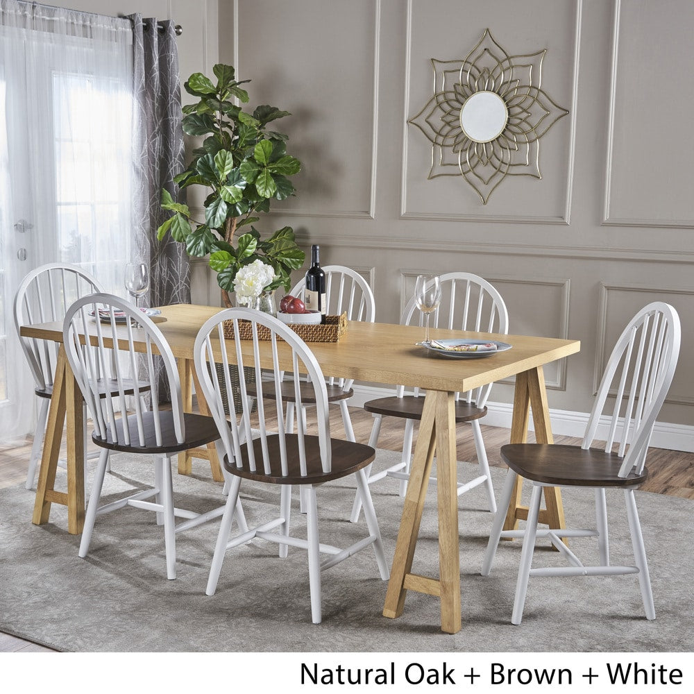 Ansley Farmhouse Cottage 7-piece Wood Dining Set by Christopher Knight Home