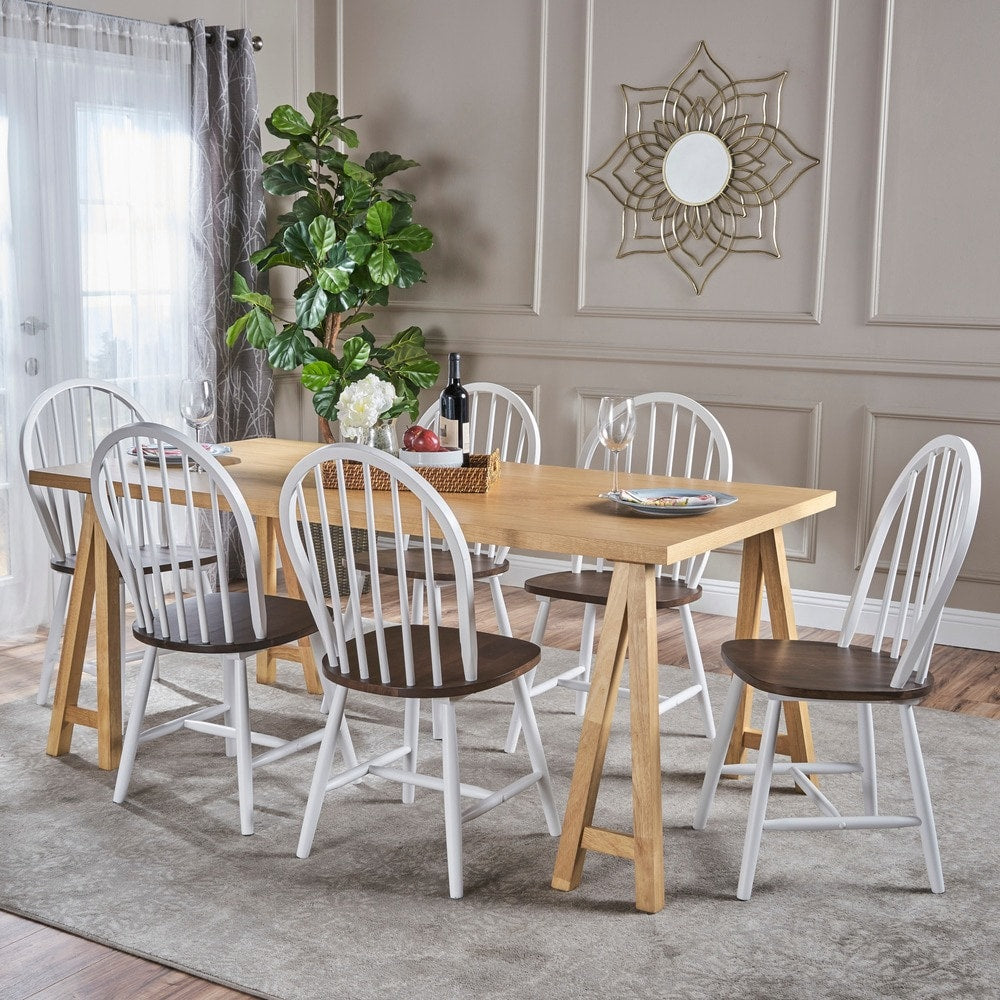 Ansley Farmhouse Cottage 7-piece Wood Dining Set by Christopher Knight Home