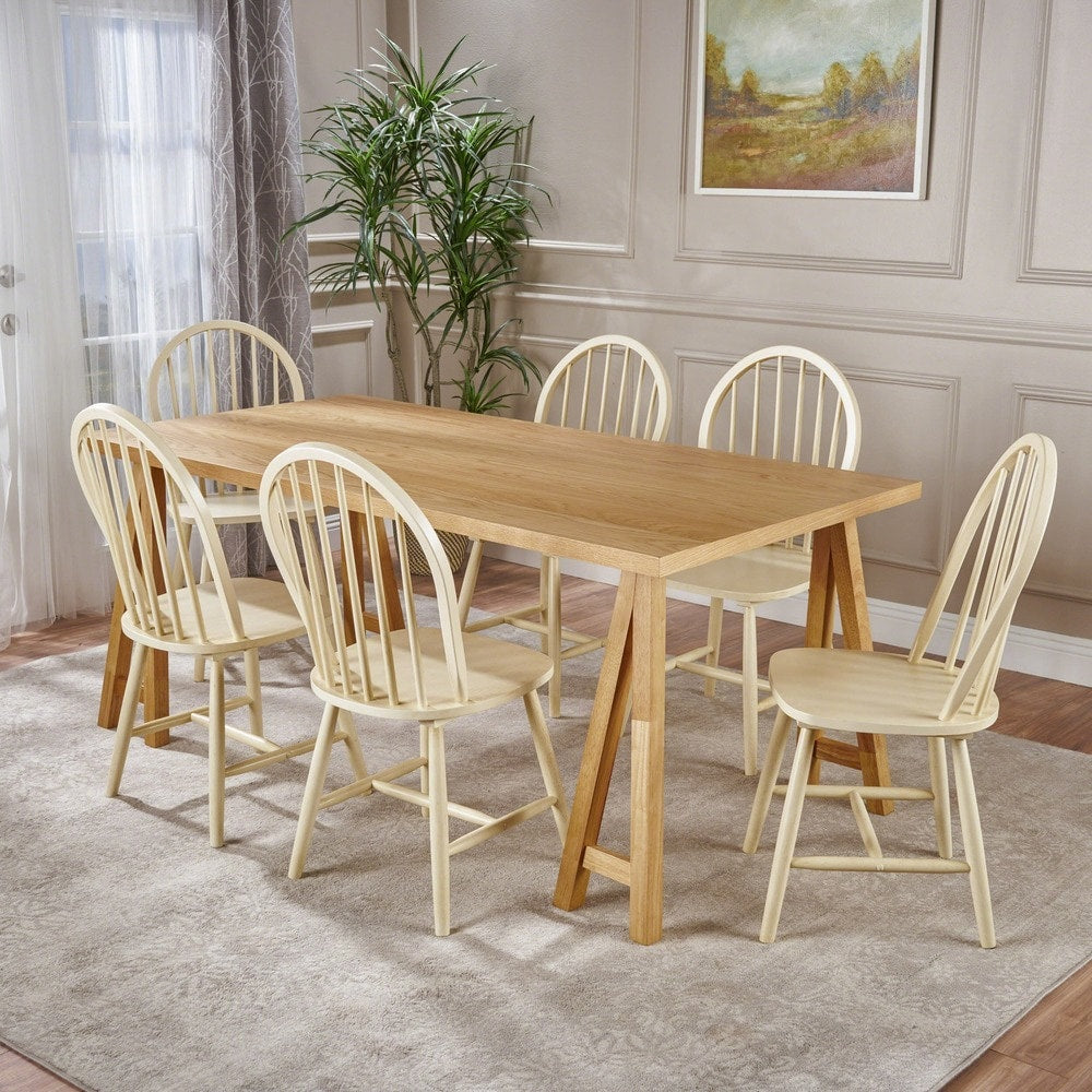 Ansley Farmhouse Cottage 7-piece Wood Dining Set by Christopher Knight Home