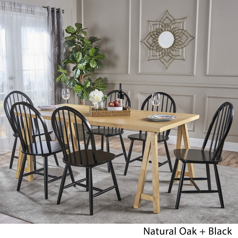Ansley Farmhouse Cottage 7-piece Wood Dining Set by Christopher Knight Home