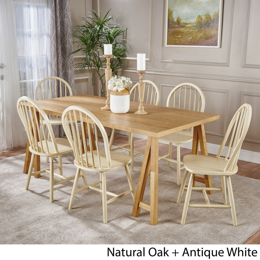 Ansley Farmhouse Cottage 7-piece Wood Dining Set by Christopher Knight Home
