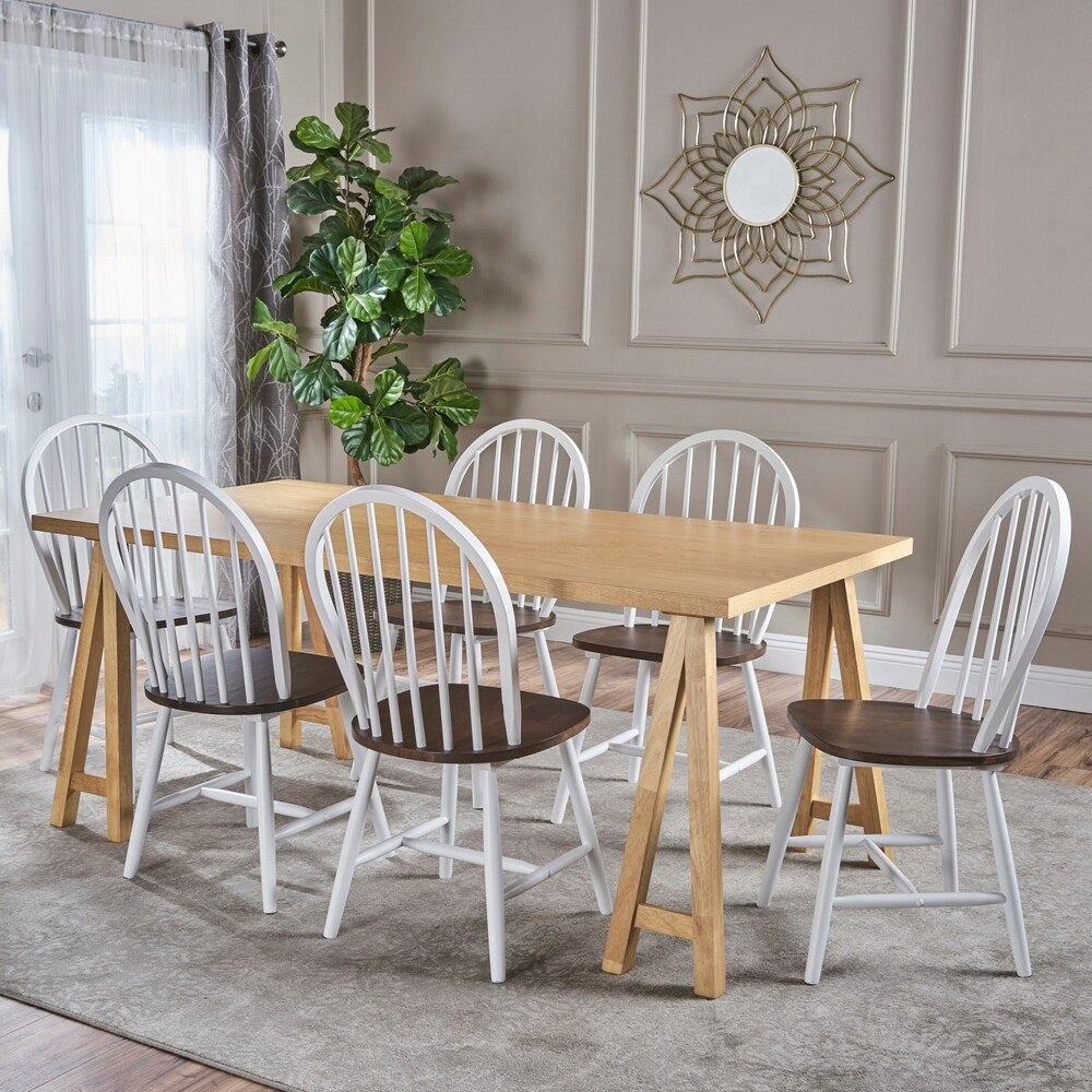 Ansley Farmhouse Cottage 7-piece Wood Dining Set by Christopher Knight Home