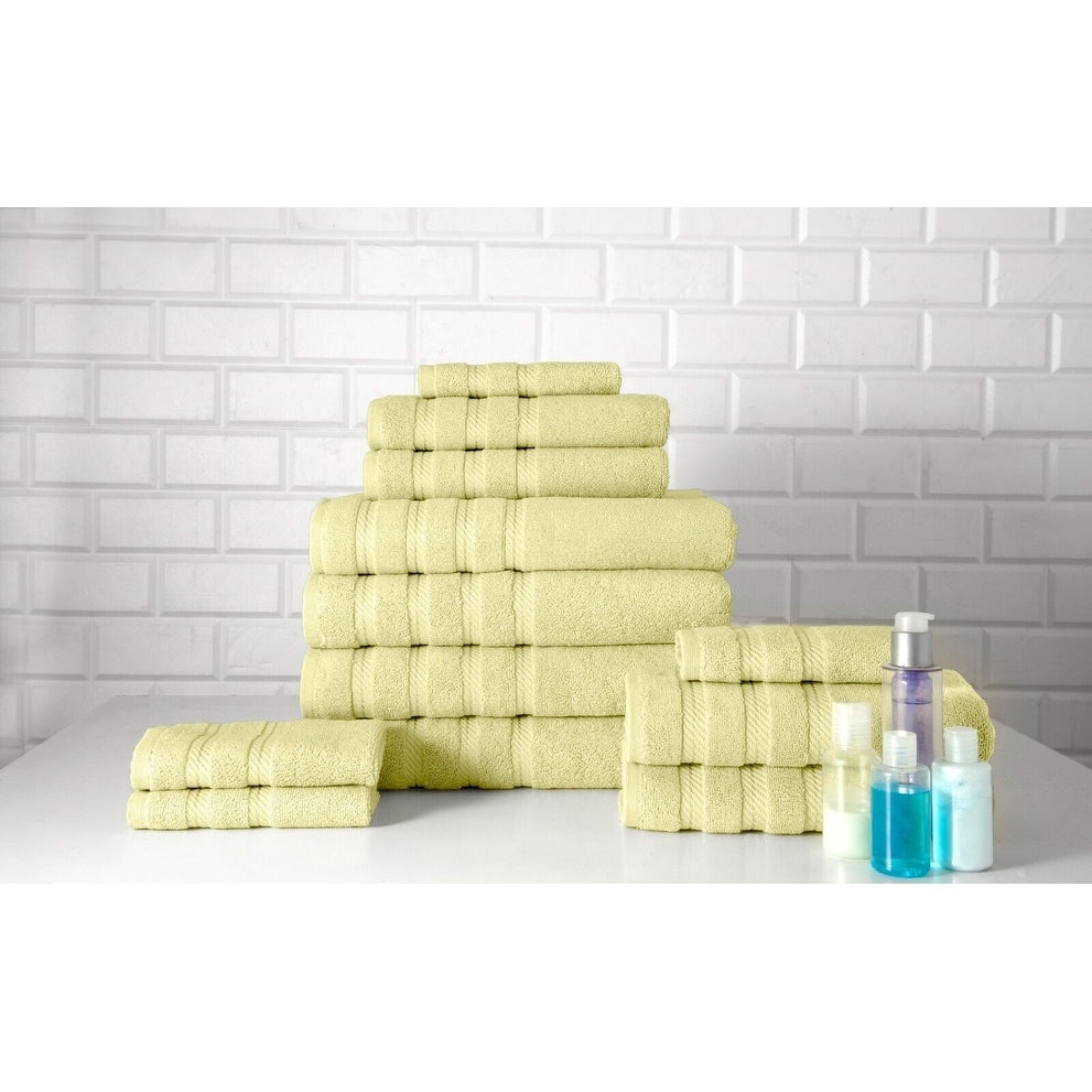 Antalya Hotel Collection Turkish Cotton Bathroom Towel 12 Pc Family Set