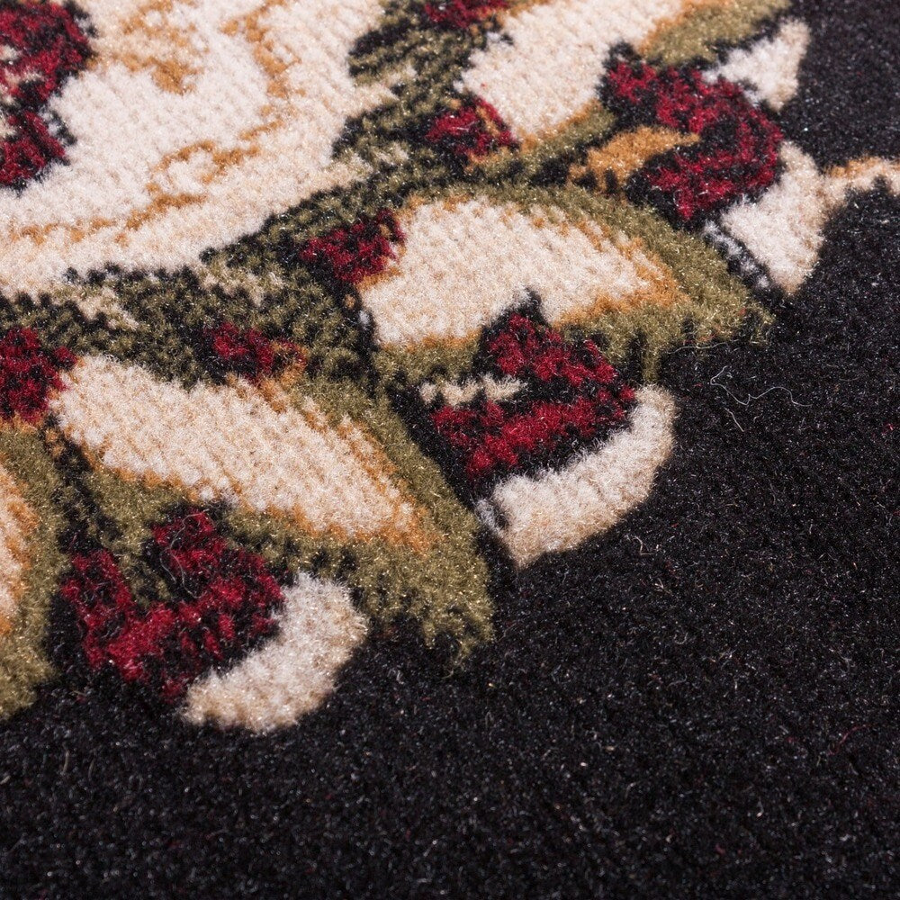 Well Woven Antep Oriental Persian Floral Border Medallion Black, Red, Ivory, Beige Runner Rug - 2' x 7'3"