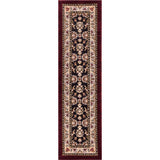 Well Woven Antep Oriental Persian Floral Border Medallion Black, Red, Ivory, Beige Runner Rug - 2' x 7'3"