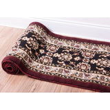 Well Woven Antep Oriental Persian Floral Border Medallion Black, Red, Ivory, Beige Runner Rug - 2' x 7'3"