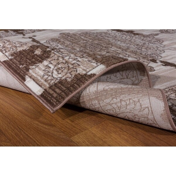 Antep Rugs Zeugma Collection 288 N/A Runner Rug Cream Brown - 2'7" x 7'6"