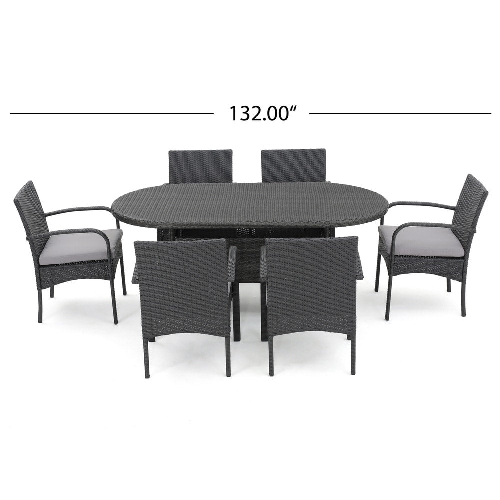 Anthony Outdoor 7-piece Wicker Dining Set with Cushions by Christopher Knight Home
