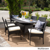 Anthony Outdoor 7-piece Wicker Dining Set with Cushions by Christopher Knight Home