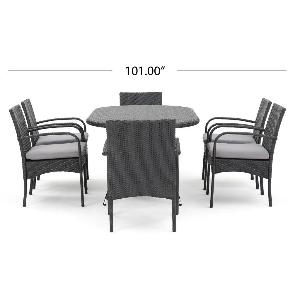 Anthony Outdoor 7-piece Wicker Dining Set with Cushions by Christopher Knight Home
