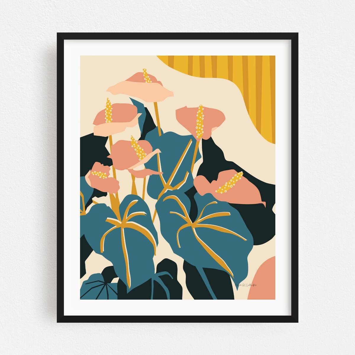 Anthurium Illustrations Beach Floral Botanical Art Print/Poster