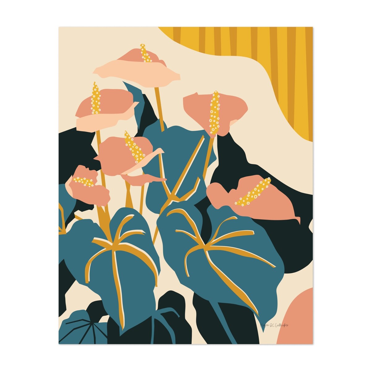 Anthurium Illustrations Beach Floral Botanical Art Print/Poster