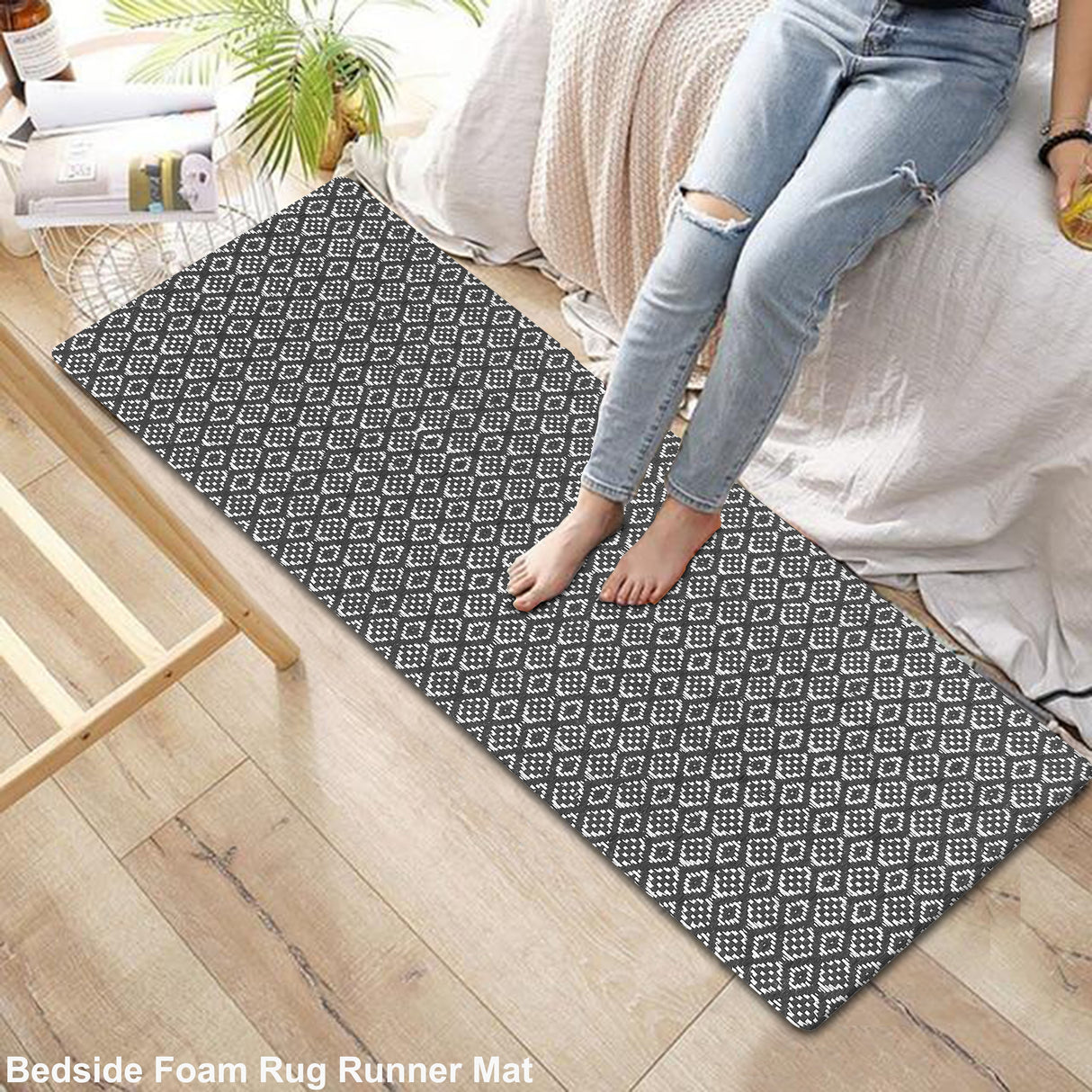 Anti-Fatigue Standing Cushioned Kitchen Bath Mats [Set of 2] Cotton Hand Woven Waterproof Non-Slip-Office, Sink, Laundry