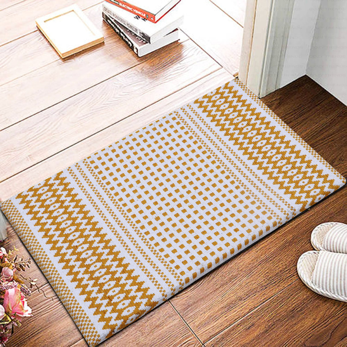 Anti-Fatigue Standing Cushioned Kitchen Bath Mats [Set of 2] Woven Cotton | Waterproof | Non-Slip | for Office, Sink, Laundry