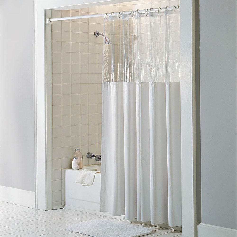 Clear/ White Vinyl Antibacterial Shower Curtain
