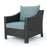 Antibes Outdoor 5-piece Wicker Club Chair Set with Square Firepit by Christopher Knight Home